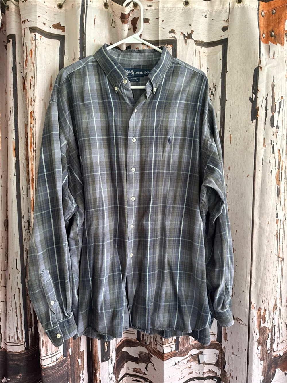 Ralph Lauren Men’s Gray Plaid Button-Down Shirt xxl see details